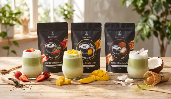Mary Rose matcha latte – ochucená matcha s ovocem a kokosem