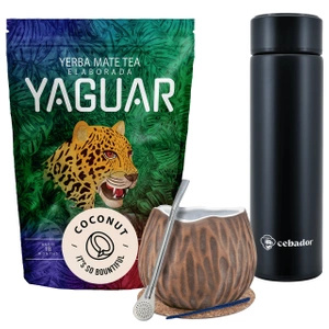 Sada termosek Yerba Mate Yaguar Coconut 500g calabash