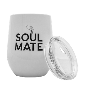 TermoLid – termo mate hrnek na yerba maté s víčkem – Soul Mate (bílý) – 350 ml