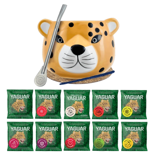 Yerba Mate Set 10x50g Calabash Gatito Yaguar