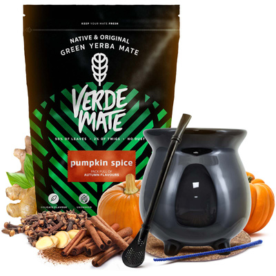 Startovací Sada Yerba Mate Verde Mate Pumpkin Spice 500 g + Kalabasa Caldero Kotlík