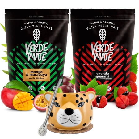 Verde Mate yerba mate sada keramická kalabasa Yaguar Gatito bombilla